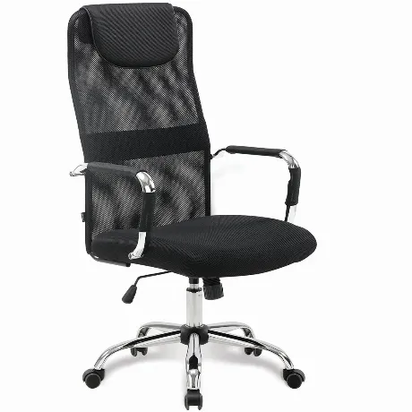 Кресло офисное BRABIX Fit EX-514 с подголовником, хром, черное, ...