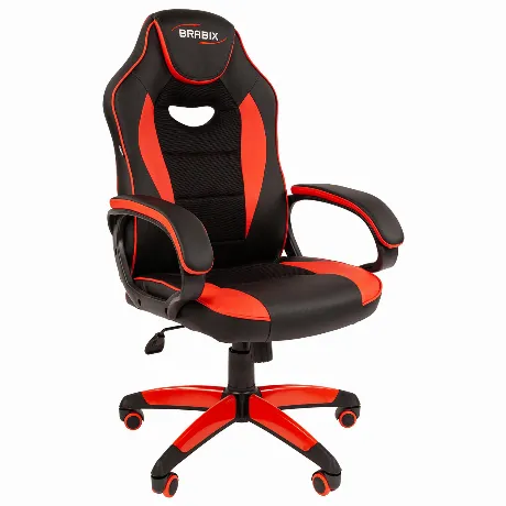 Кресло компьютерное BRABIX Blaze GM-162, TW/экокожа, черное/крас...