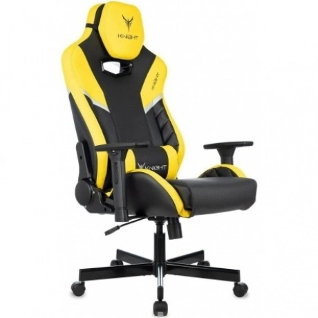 Кресло игровое Knight Thunder 5X черный/желтый эко.кожа крестов....