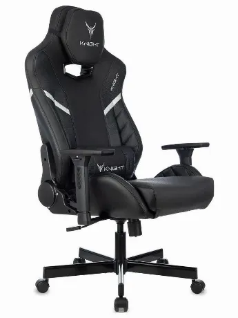 Кресло игровое Knight Thunder 5X черный эко.кожа крестов. металл
