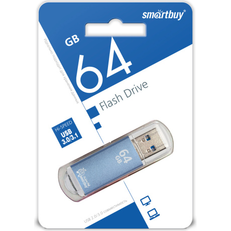 Флешка SmartBuy 64Gb V-Cut Blue USB 3.0 - фото 2