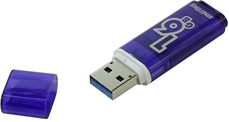 Флешка SmartBuy Glossy series USB 16GB Dark Blue - фото 2