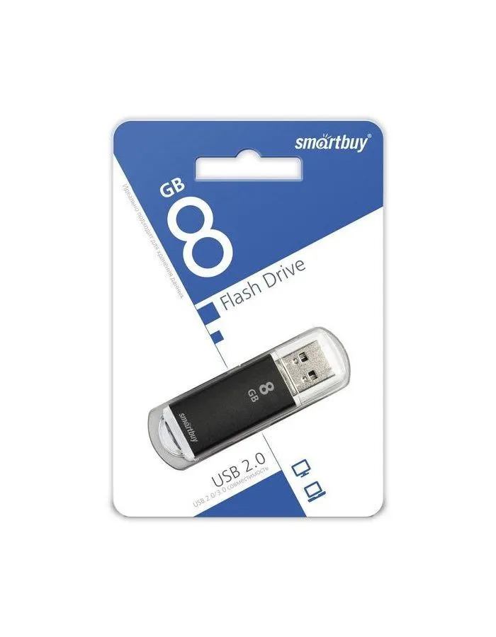 Флешка Smartbuy V-Cut 8Gb Black (SB8GBVC-K) - фото 2