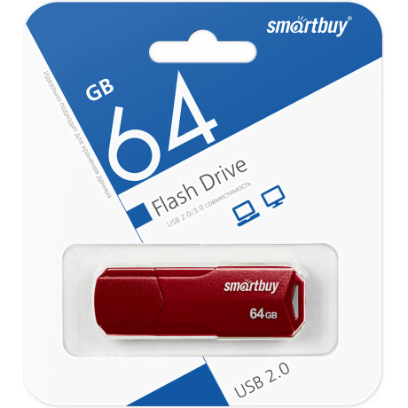 Флешка 64Gb SmartBuy Clue USB Bordo SB64GBCLU-BG - фото 4