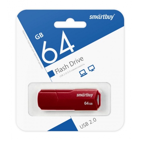 Флешка 64Gb SmartBuy Clue USB Bordo SB64GBCLU-BG - фото 3