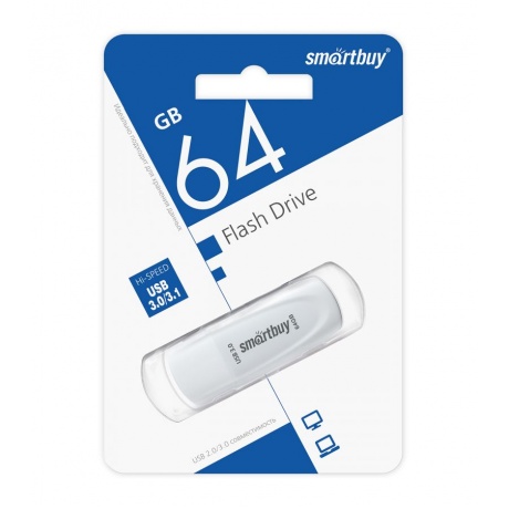 Флешка 64Gb SmartBuy Scout USB 3.1 White SB064GB3SCW - фото 2
