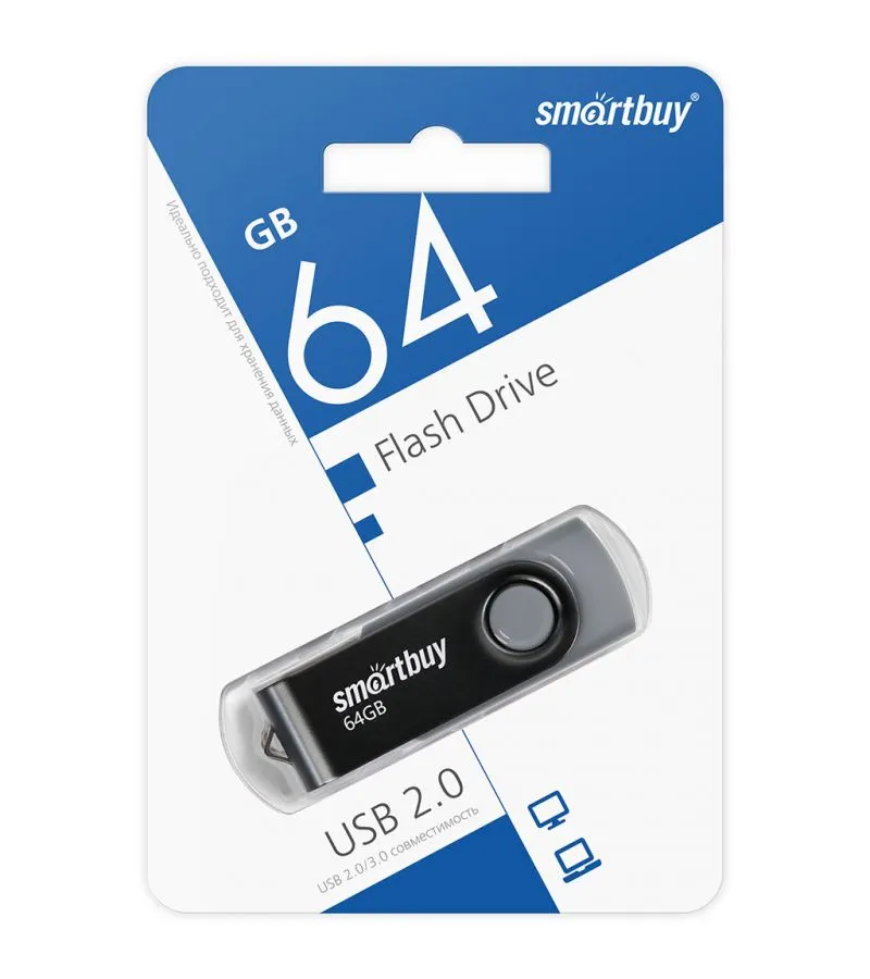 Флешка 64Gb SmartBuy UFD 2.0 Twist Black SB064GB2TWK - фото 2