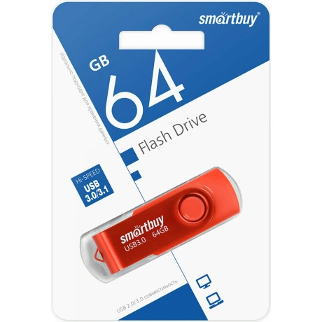 Флешка 64Gb SmartBuy UFD 3.0 Twist Red SB064GB3TWR