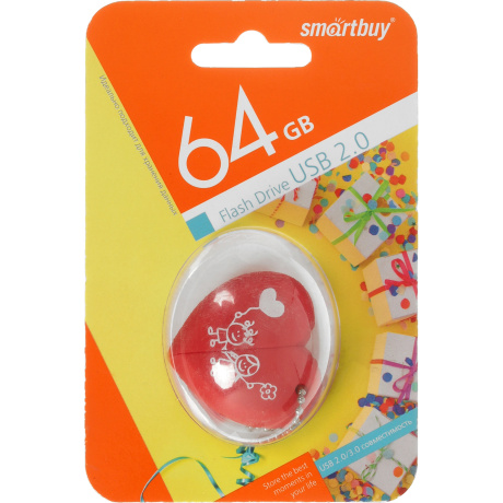 Флешка 64Gb SmartBuy Wild Series USB Heart SB64GBHeart - фото 3