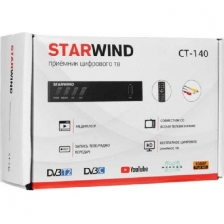 TV-тюнер DVB-T2 Starwind CT-140, черный - фото 10