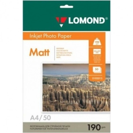 Бумага Lomond 0102015 A4/190г/м2/50л./белый матовое для струйной...