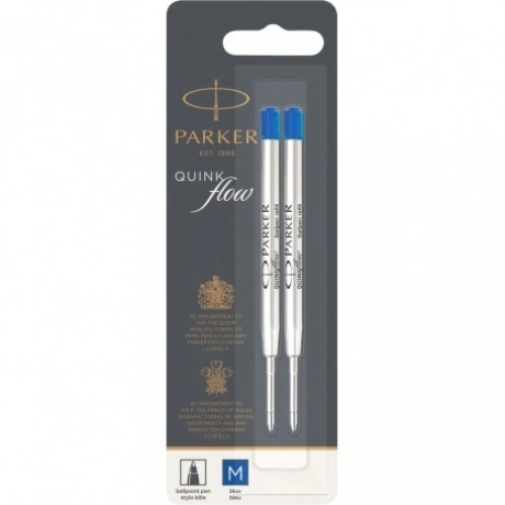 Parker Стержени для шариковой ручки Quink Flow (2шт),  M, синий ...