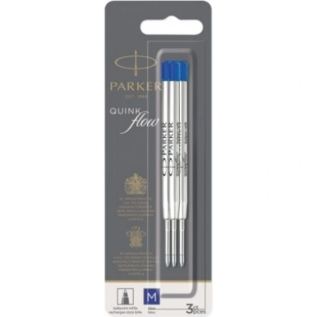 Parker Стержень для шариковой ручки Quink Flow (3шт),  M, синий ...