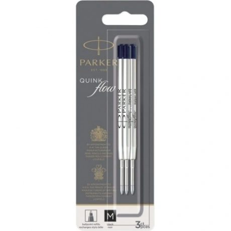 Parker Стержень для шариковой ручки Quink Flow (3шт),  M, черный...