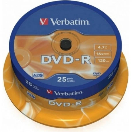 Диск DVD-R Verbatim 4.7Gb 16x Cake Box (25шт) (43522)