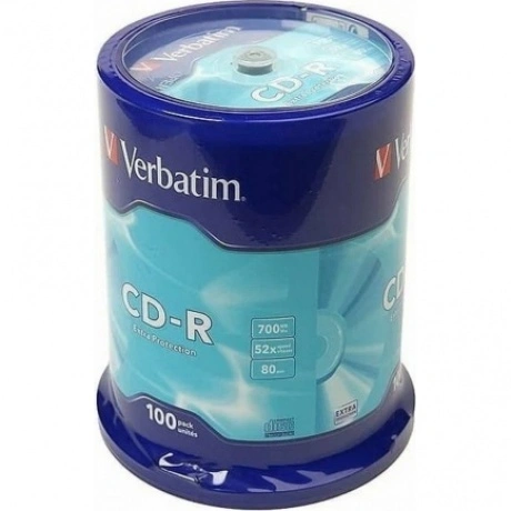 Диск CD-R Verbatim 700Mb 52x Cake Box (100шт) (43411)
