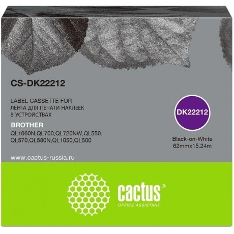 Картридж ленточный Cactus CS-DK22212 DK-22212 черный для Brother...