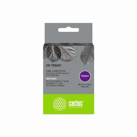 Картридж ленточный Cactus CS-TZE621 TZe-621 черный для Brother 1...