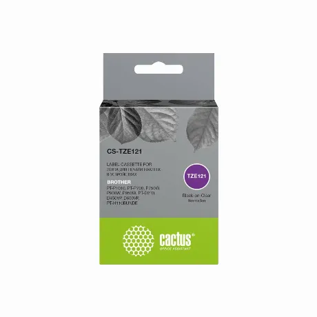 Картридж ленточный Cactus CS-TZE121 TZe-121 черный для Brother P...