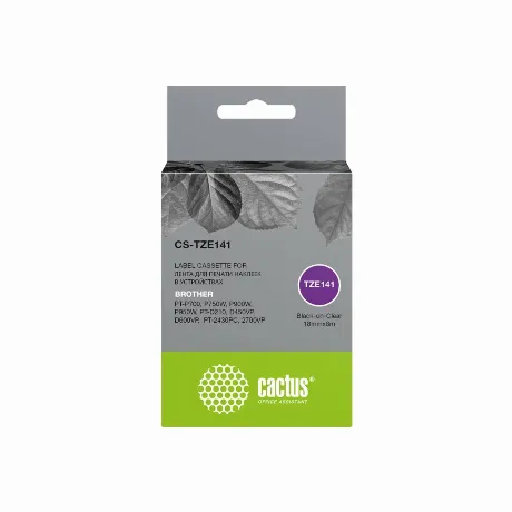 Картридж ленточный Cactus CS-TZE141 TZe-141 черный для Brother P...