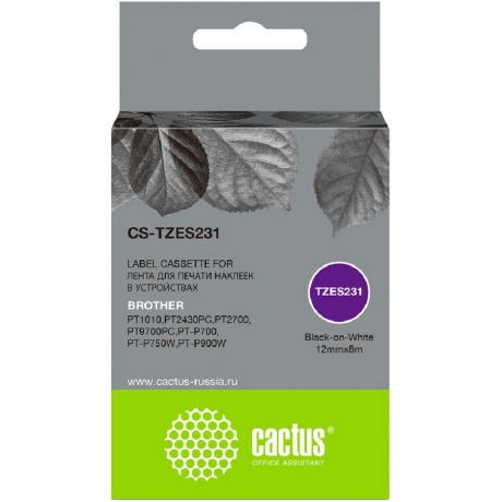 Картридж ленточный Cactus CS-TZES231 TZe-S231 черный для Brother...