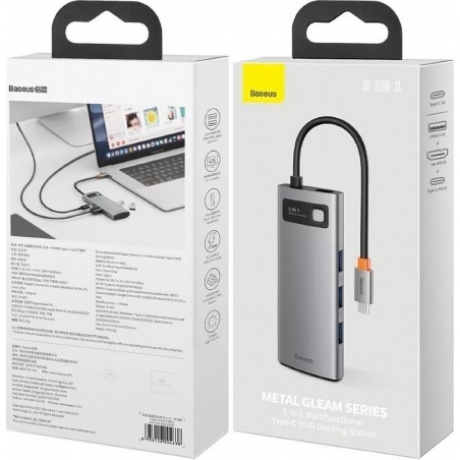 USB-хаб Baseus Metal Gleam Gray (CAHUB-CX0G) - фото 11