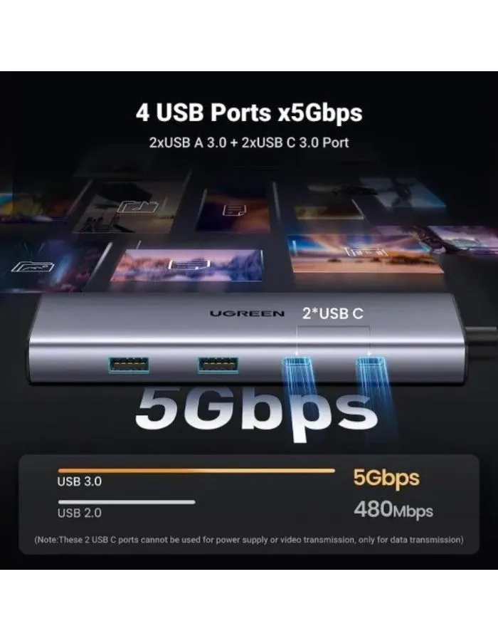 Хаб-адаптер UGREEN CM498-15375 Space Gray (15375) - фото 7
