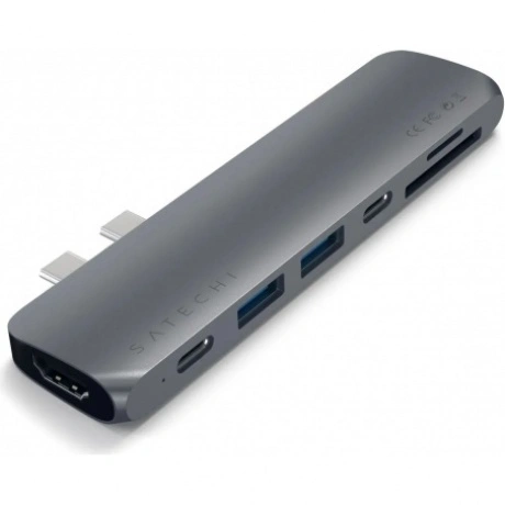 USB-хаб Satechi Aluminum Pro Hub для Macbook Pro (USB-C). Порты:...