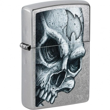 Зажигалка Zippo Skull and Flame с покрытием Street Chrome серебр...