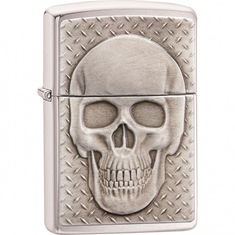 Зажигалка Zippo Skull Design с покрытием Brushed Chrome серебрис...