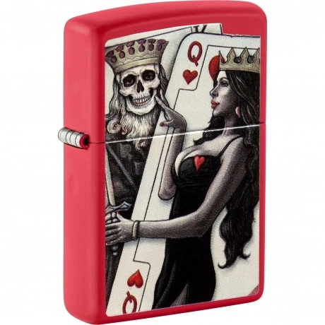 Зажигалка Zippo Skull King Queen Beauty с покрытием Red Matte кр...