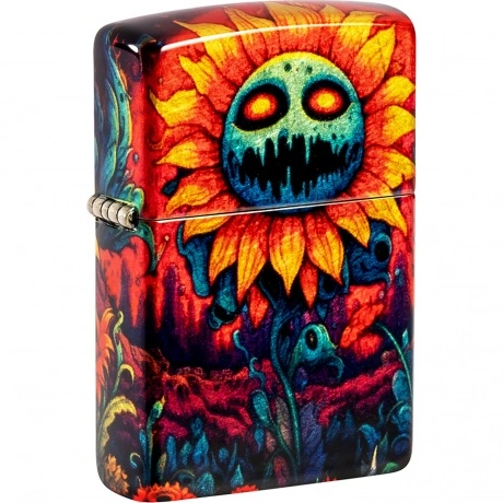 Зажигалка Zippo Spooky Sunflower с покрытием 540 Tumbled Brass р...