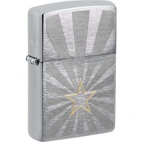 Зажигалка Zippo Star Design с покрытием Brushed Chrome серебрист...