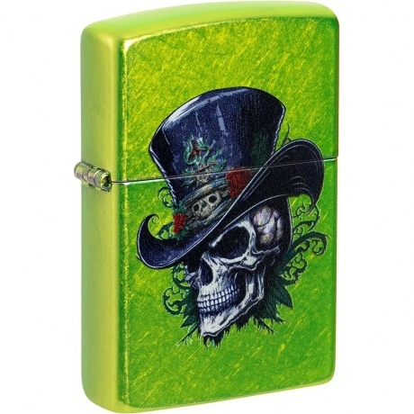 Зажигалка Zippo Steampunk Skeleton с покрытием Lurid зеленая гля...