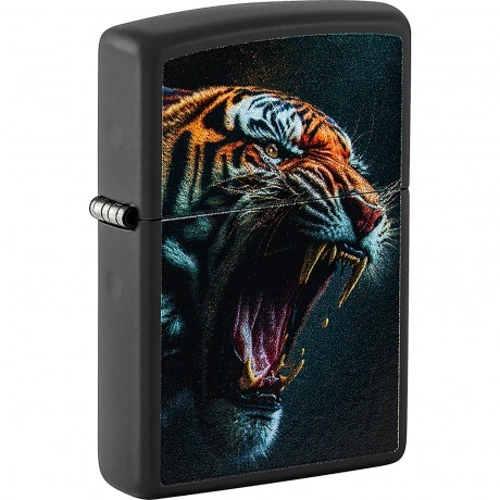 Зажигалка Zippo Tiger Roar Design с покрытием Black Matte черная