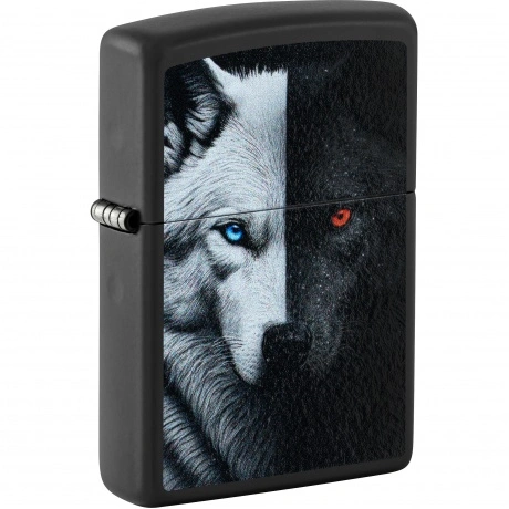 Зажигалка Zippo Two Wolves с покрытием Black Matte черная
