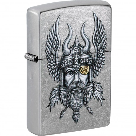 Зажигалка Zippo Viking Warrior с покрытием Street Chrome серебри...