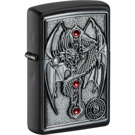 Зажигалка Zippo Winged Dragon Cross с покрытием Black Matte чёрн...