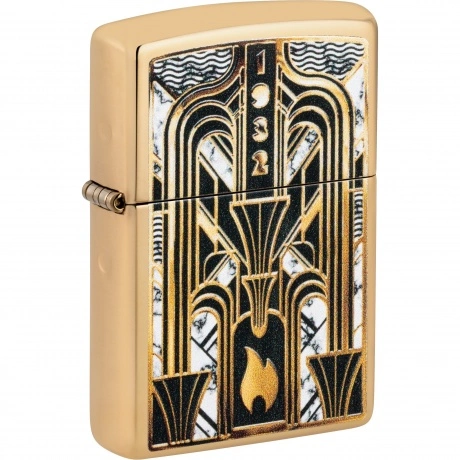 Зажигалка Zippo с покрытием Art Deco Flame High Polish Bras