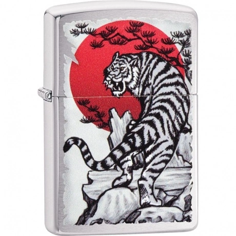 Зажигалка Zippo Asian Tiger с покрытием Brushed Chrome серебрист...