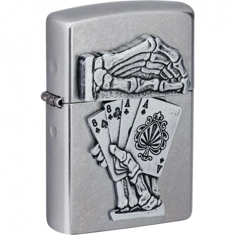 Зажигалка Zippo Dead Mans Hand с покрытием Street Chrome серебри...
