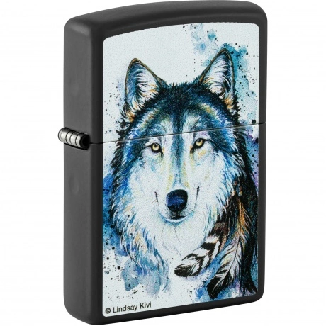 Зажигалка Zippo Feed the Good Wolf с покрытием Black Matte черна...