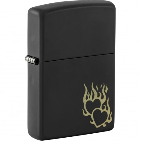 Зажигалка Zippo Fire Heart с покрытием Black Matte черная матова...