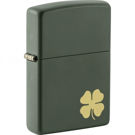 Зажигалка Zippo Four Leaf Clover с покрытием Green Matte зеленая
