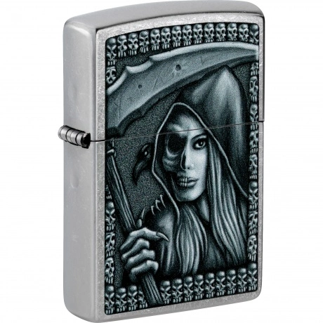Зажигалка Zippo Grim Beauty серебристая матовая