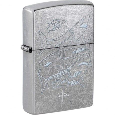 Зажигалка Zippo Guy Harvey с покрытием Street Chrome серебристая