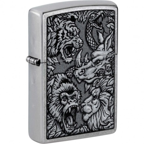 Зажигалка Zippo Jungle Design с покрытием Street Chrome серебрис...