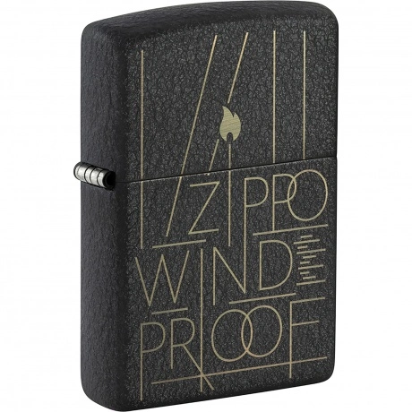 Зажигалка Zippo Line Art с покрытием Black Crackle чёрная матова...