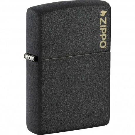 Зажигалка Zippo Logo с покрытием Black Crackle чёрная матовая