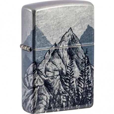 Зажигалка Zippo Mountain Sketch с покрытием 540 Tumbled Chrome р...